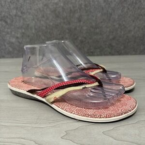 Keds Womens Size 9.5 Red Polka Dot Floral Thong Flip Flop Sandals